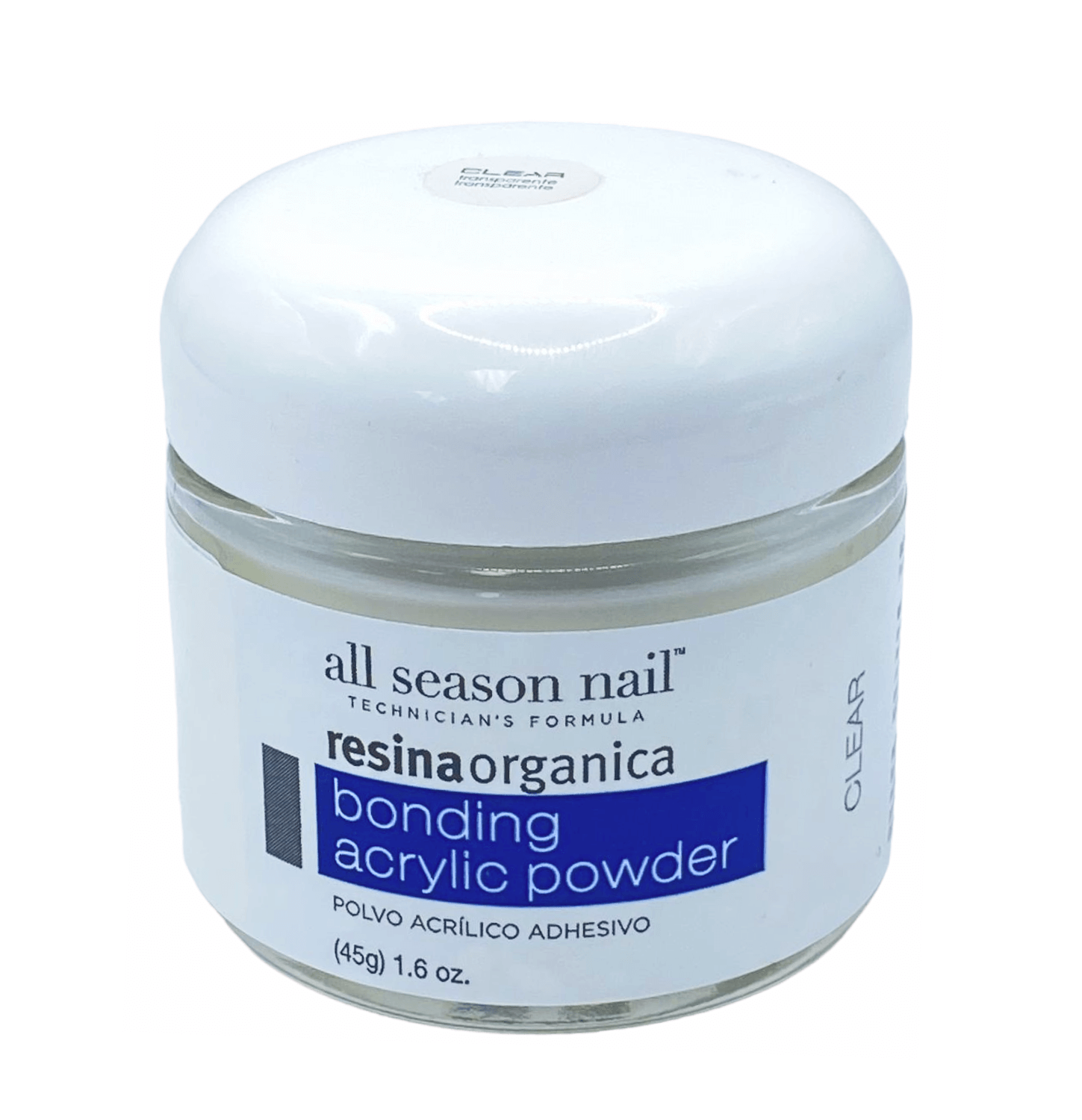 All Season Nail - Basic Acrylic Powder - Resina Orgánica Bonding- Clear 1.6 oz