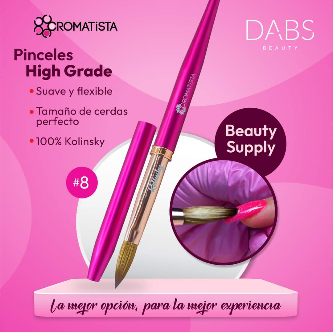 Cromatista - Nail Brushes - High Grade 100% Kolinsky - Pincel de Aplicación #8 - Best Seller!
