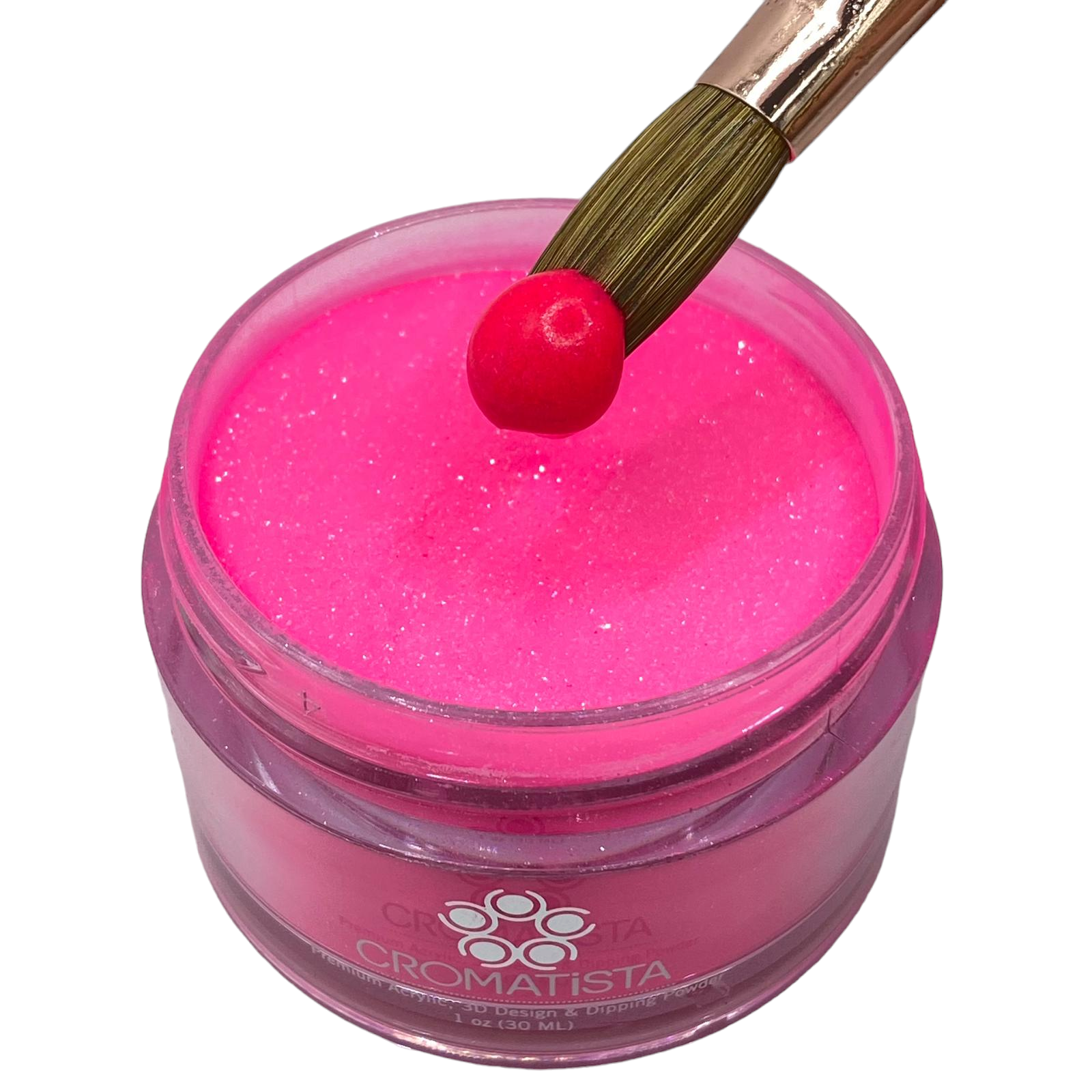 Cromatista - Acrylic Powder - Neon Pink Glitter - 1 oz