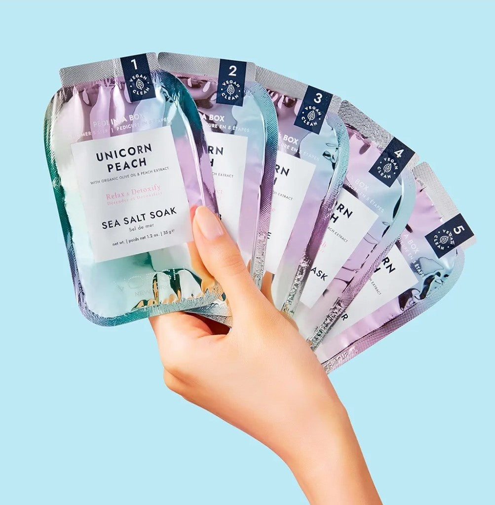 Voesh - Pedicure System - Pedi in a Box 5 step - Unicorn Peach