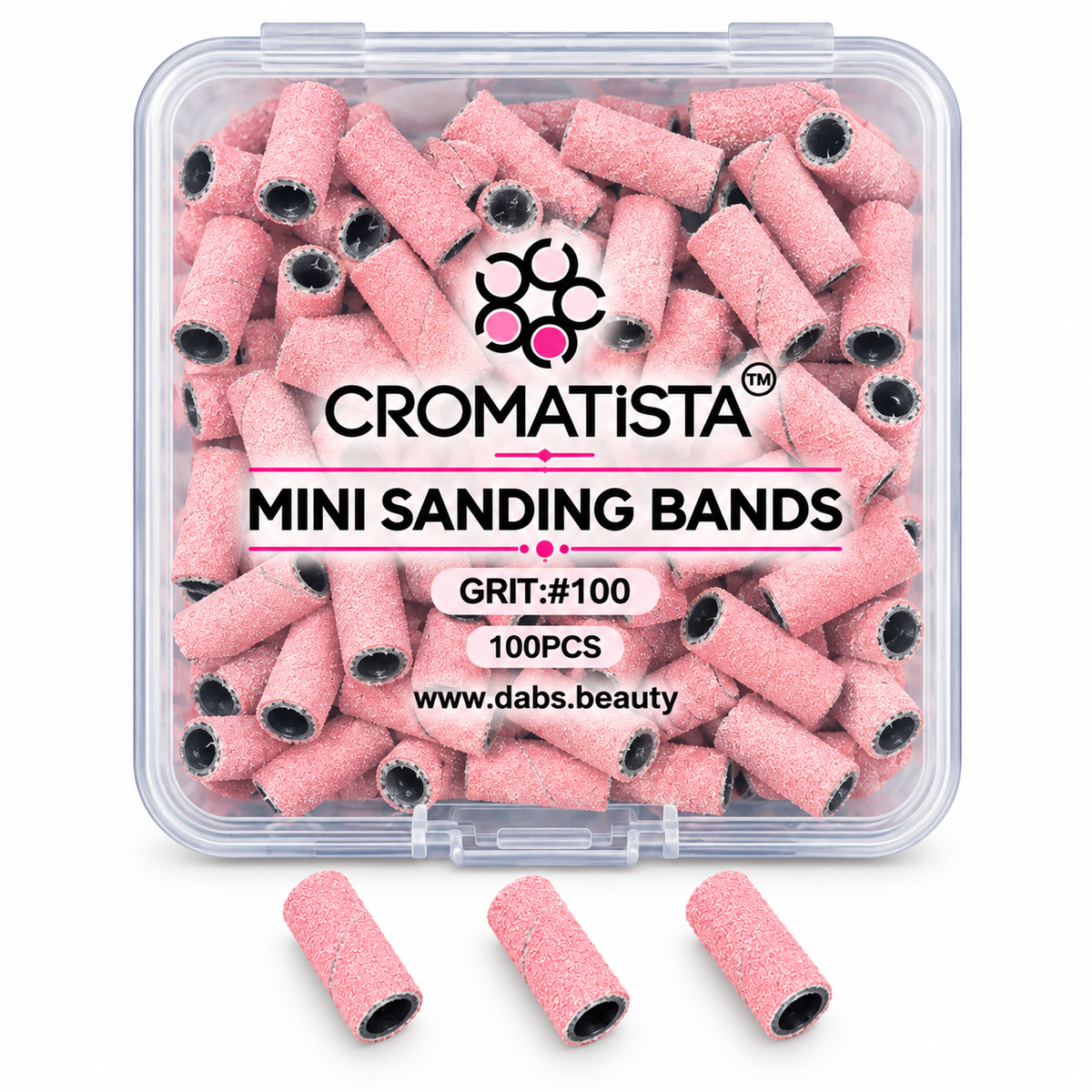 Mini Sanding Bands - Grit #100 Pink - Cromatista - 100 Pcs
