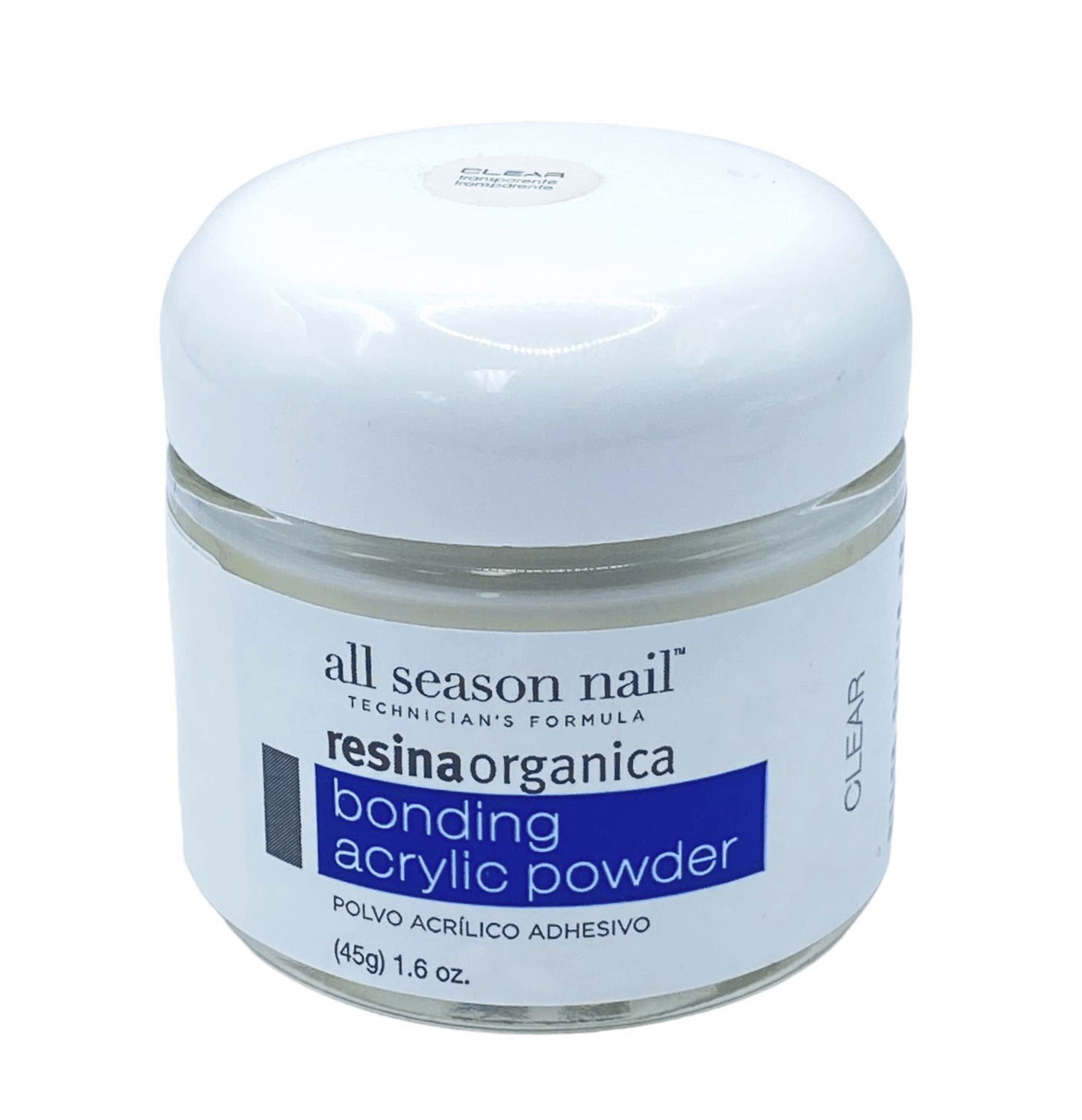 All Season Nail - Basic Acrylic Powder - Resina Orgánica Bonding- Clear 1.6 oz