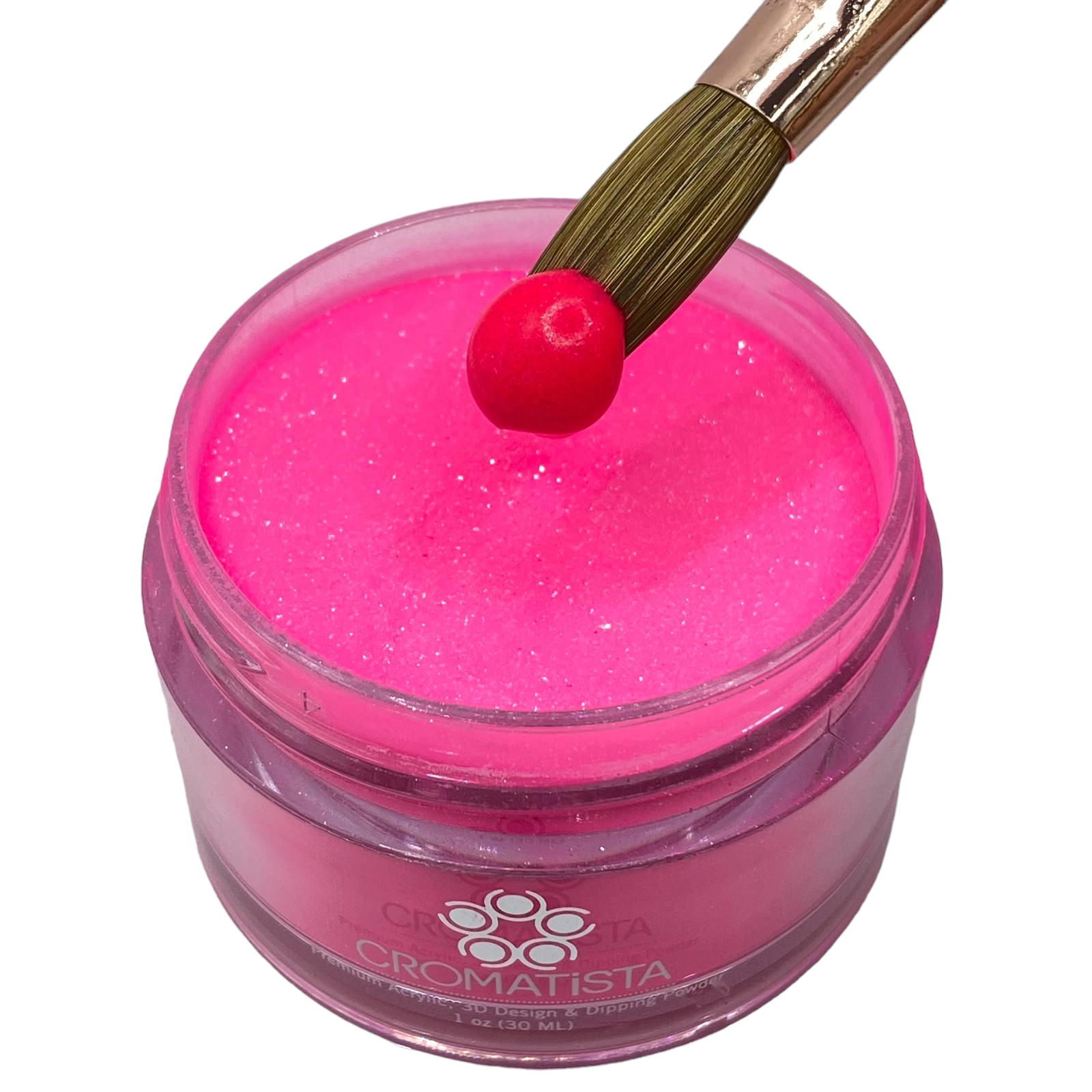 Cromatista - Acrylic Powder -  Neon Pink Glitter - 1 oz