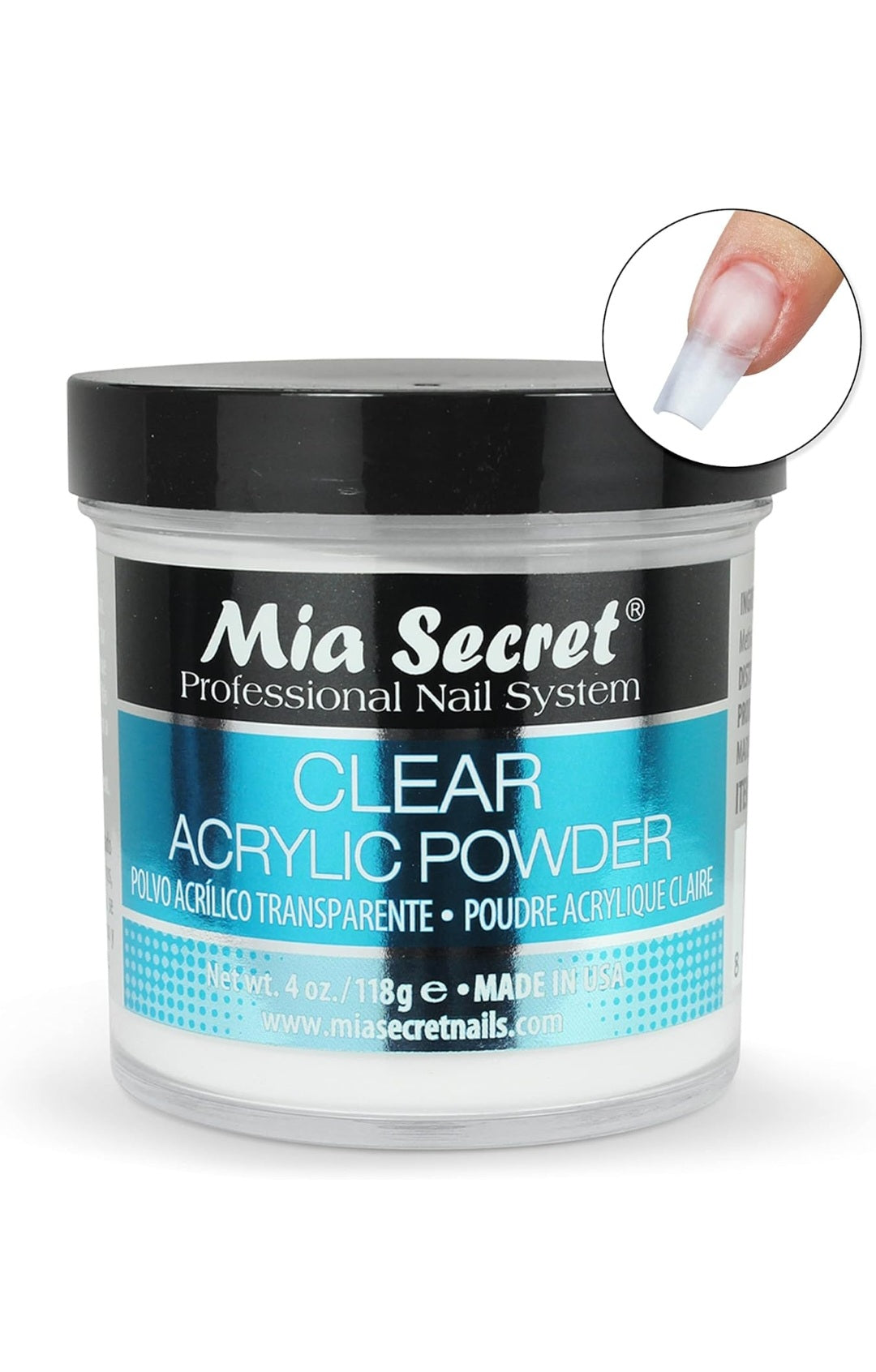 Mía Secret - Basic Acrylic Powder Clear - Transparente - 4 oz